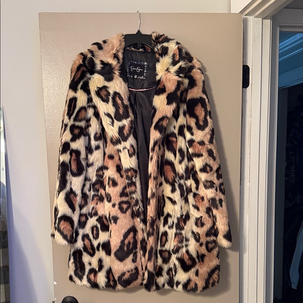 Jessica Simpson Leopard Print Teddy Jacket